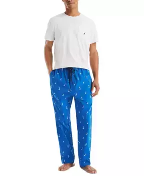 Мужские пижамные брюки из поплина в клетку Nautica, синий