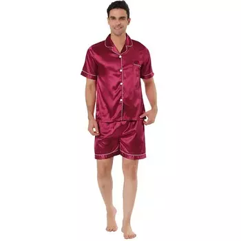 Мужские пижамные комплекты из топа и брюк с коротким рукавом Lars Amadeus, цвет Burgundy
