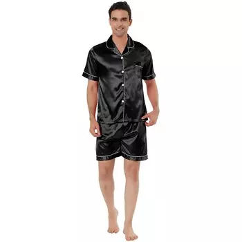 Мужские пижамные комплекты из топа и брюк с коротким рукавом Lars Amadeus, черный