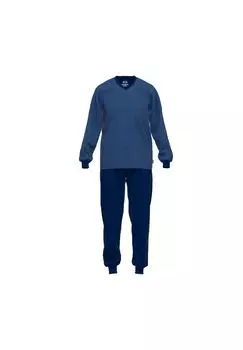 Мужские пижамы, 2 шт. Комплект - пижама, длинный, V-образный вырез, климат-активный ceceba, синий