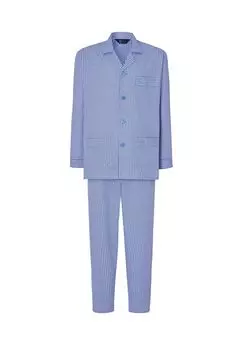 Мужские пижамы из поплина с длинным лацканами в клетку, синие El Bho NOCTURNO, синий