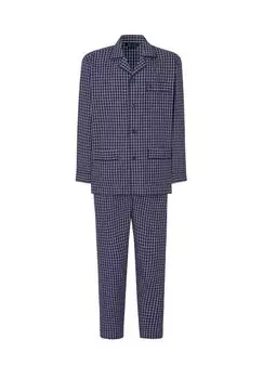 Мужские пижамы из поплина с длинным лацканами в клетку, синие El Bho NOCTURNO, синий