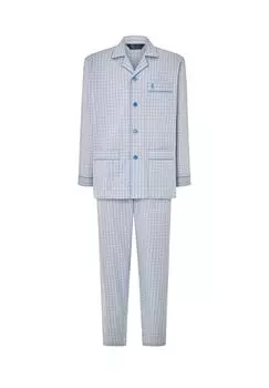 Мужские пижамы с длинным воротником с лацканами, поплин в клетку, серый El Bho NOCTURNO, серый