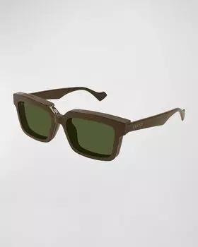 Мужские пластиковые квадратные солнцезащитные очки Gucci, цвет Brown