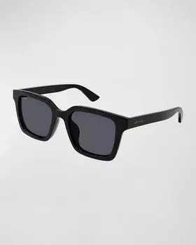Мужские пластиковые прямоугольные солнцезащитные очки Gucci, цвет Black