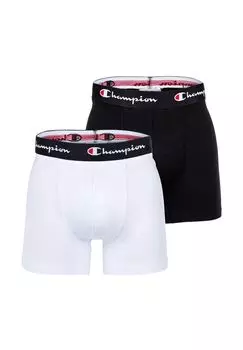 Мужские плавки, 2 боксера, хлопок, однотонный пояс с логотипом Champion, черный
