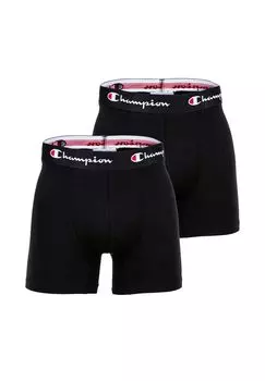 Мужские плавки, 2 боксера, хлопок, однотонный пояс с логотипом Champion, черный