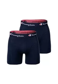 Мужские плавки, 2 боксера, хлопок, однотонный пояс с логотипом Champion, морской