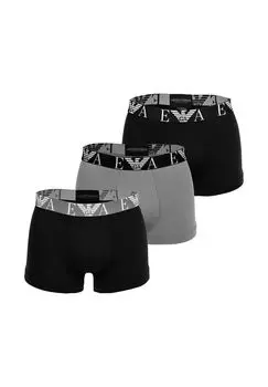Мужские плавки, 3 шт. - BOLD MONOGRAM, шорты-боксеры, хлопок стрейч EMPORIO ARMANI, цвет Schwarz Grau