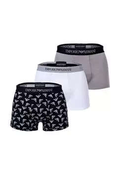 Мужские плавки, 3 шт. - PURE COTTON, шорты-боксеры, однотонные/с рисунком EMPORIO ARMANI, цвет Schwarz Grau