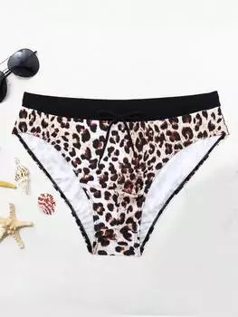 Мужские плавки больших размеров Manfinity Swimmode, кулиска на талии, леопардовый принт, треугольные вставки, многоцветный