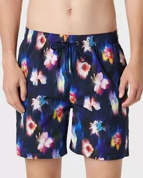 Мужские плавки Cosmo с неоновым цветочным принтом Bugatchi, цвет Night Blue