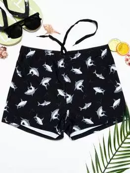 Мужские плавки для всего тела Manfinity Swimmode, рисунок акулы, черный цвет