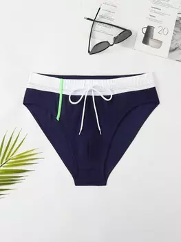 Мужские плавки Manfinity Swimmode больших размеров для пляжа, бассейна, цветных блоков, с завязками на талии, треугольные праздничные плавки, многоцветный