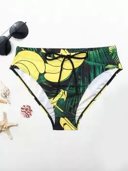 Мужские плавки Manfinity Swimmode Plus Size, тропический принт, шнурок на талии, треугольник, многоцветный