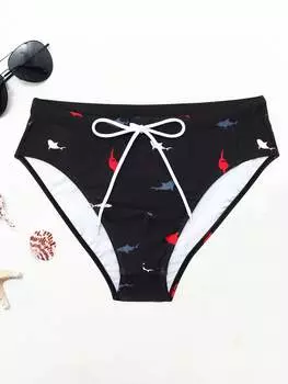 Мужские плавки Manfinity Swimmode размера плюс, с узором акулы, с завязками на талии, треугольниками, многоцветный