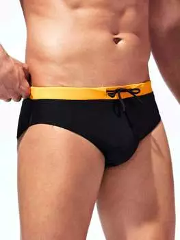 Мужские плавки Manfinity Swimmode с поясом цветных блоков, черный цвет