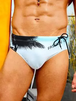 Мужские плавки Manfinity Swimmode с растительным узором и треугольными шнурками, многоцветный
