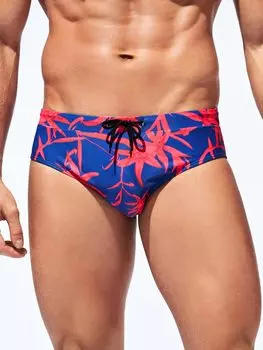 Мужские плавки Manfinity Swimmode с тропическим поясом и случайным принтом, многоцветный