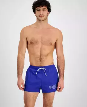 Мужские плавки Mooneye Outlined Logo с кулиской, длина 3" Hugo Boss, синий