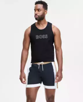 Мужские плавки с контрастными вставками и завязками, длина 5" Hugo Boss, черный