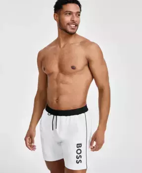 Мужские плавки с логотипом 6" Hugo Boss, белый