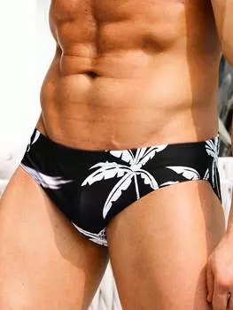 Мужские плавки с тропическим принтом Manfinity, черный цвет
