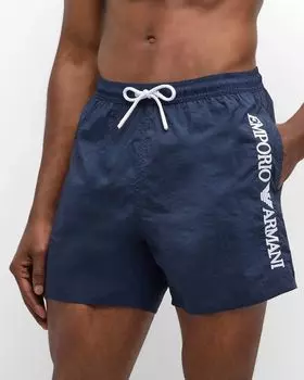 Мужские плавки с вышитым логотипом Emporio Armani, цвет Navy
