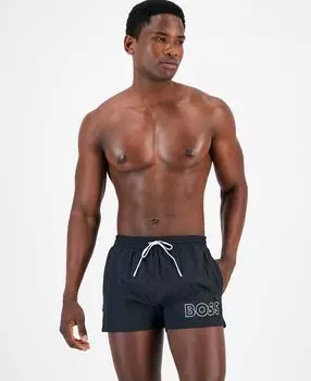 Мужские плавки-шорты с завязками и шнурком, 3 дюйма, с контурным логотипом Mooneye Hugo Boss