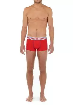 Мужские плавки - тай-брейк, шорты-боксеры, контрастный низ, хлопок стрейч HOM, красный
