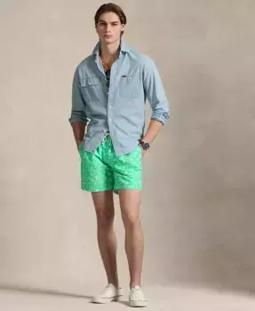 Мужские плавки Traveler Classic с принтом, длина 14,6 см Polo Ralph Lauren, зеленый