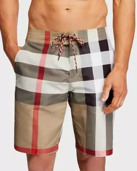 Мужские плавки в клетку большого размера Burberry, цвет Beige