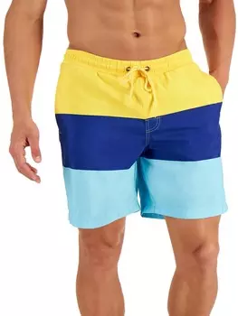 Мужские плавки в полоску с цветными блоками Club Room, цвет Yellow/Navy/Blue