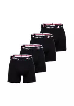 Мужские плавки, в упаковке 4 боксера, хлопок, однотонный пояс с логотипом Champion, черный