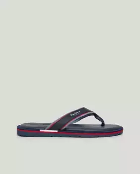 Мужские пляжные шлепанцы с напечатанным логотипом Pepe Jeans, тёмно-синий