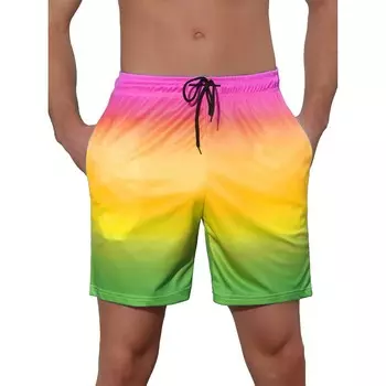 Мужские пляжные шорты для купания контрастного цвета с завязками на талии Lars Amadeus, желтый