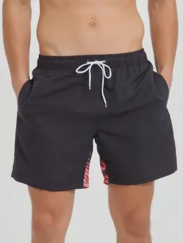 Мужские пляжные шорты Manfinity Swimmode с кулиской на талии, черный цвет