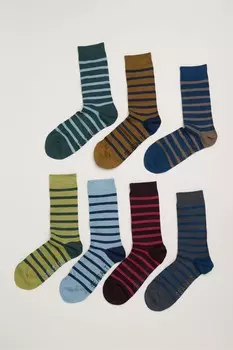 Мужские полосатые матросские носки в подарочной коробке, 7 упаковок Seasalt Cornwall, черный