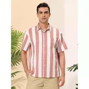 Мужские полосатые рубашки с короткими рукавами, гавайская рубашка на пуговицах с принтом Lars Amadeus