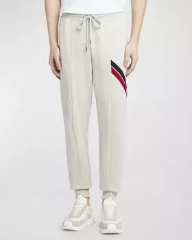 Мужские полосатые спортивные штаны на флисовой подкладке Moncler, цвет Natural