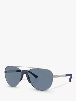 Мужские поляризованные солнцезащитные очки-авиаторы ea2059 Emporio Armani, цвет Matte Silver/Blue