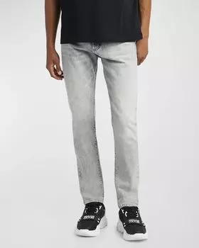 Мужские потертые джинсы узкого кроя Versace Jeans Couture, цвет Black