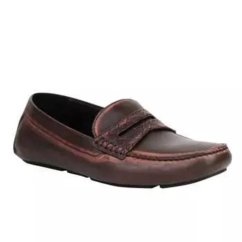 Мужские потертые кожаные лоферы Bottega Veneta (ЕС/США), цвет Burgundy