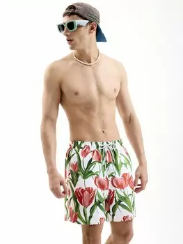 Мужские повседневные пляжные шорты с цветочным принтом, многоцветный