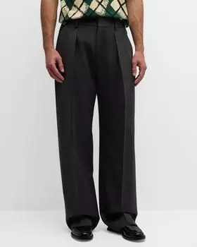 Мужские повседневные шерстяные брюки со складками Burberry, цвет Grey Black