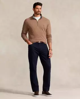 Мужские пятикарманные хлопковые брюки Classic больших размеров Polo Ralph Lauren, темно-синий
