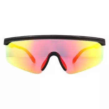 Мужские прорезиненные солнцезащитные очки с зеркалом красного цвета Police, черный