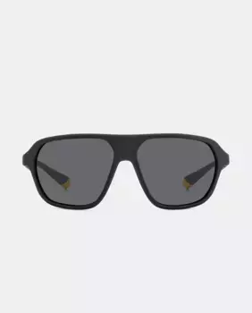 Мужские прямоугольные черные резиновые солнцезащитные очки с поляризованными линзами Polaroid, черный