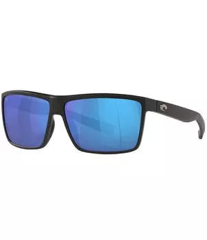 Мужские прямоугольные поляризованные солнцезащитные очки Costa 6S9016 Rinconcito с зеркальными кристаллами 60 мм, черный