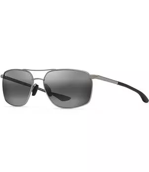 Мужские прямоугольные поляризованные солнцезащитные очки Maui Jim Puu Kukui, серебро